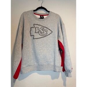 New Era Kansas City Chiefs NFL Sweatshirt Womens XL Gray Red Fleece